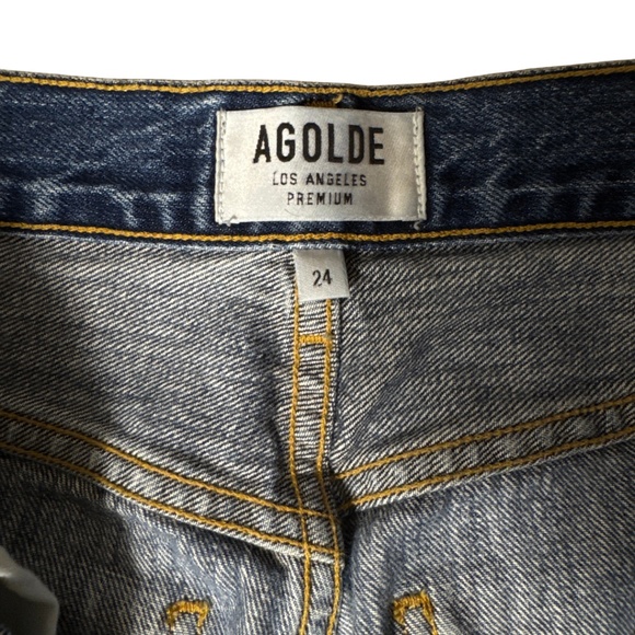 AGOLDE Distressed Straight Leg Jeans Blue Size 24 - Picture 6 of 14